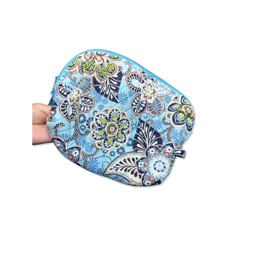 Vera Bradley Bali Blue Cosmetic Bag Quilted Makeup Pouch Retired Pattern